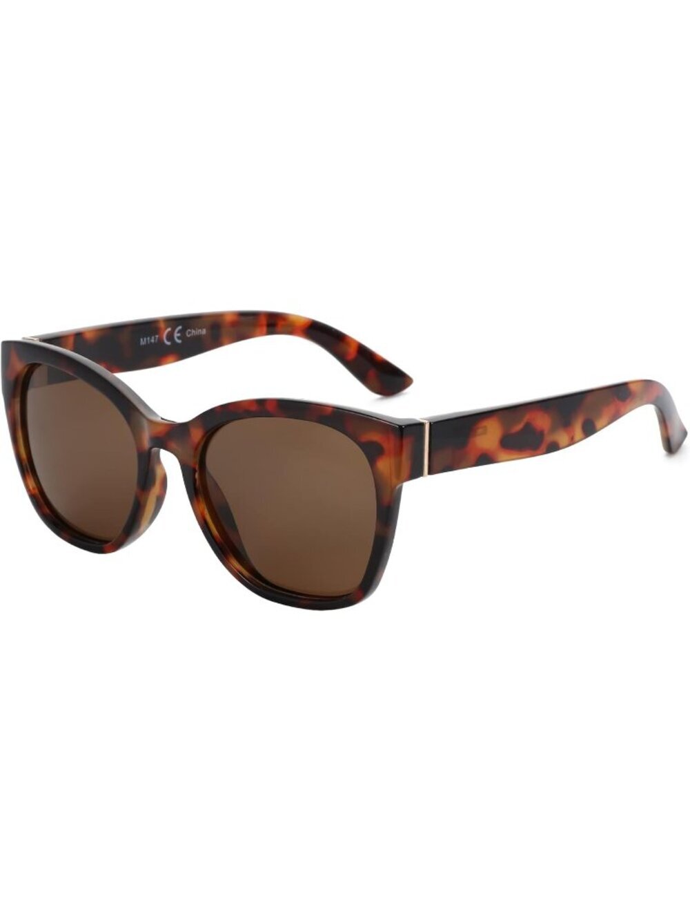 Women's Brown Oversized Cateye Polarized Sunglasses UV400 Protection Retro